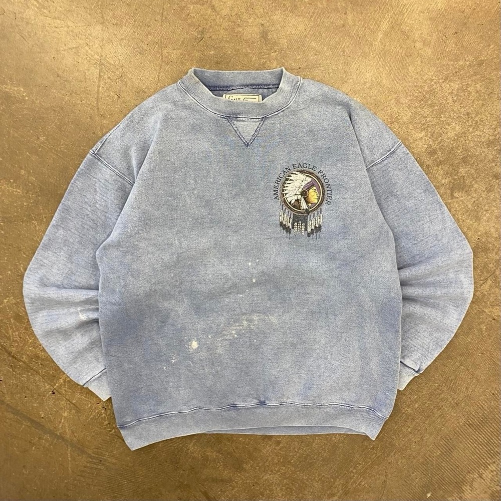 Vintage Galt Sand American Eagle Frontier Native American Stone Sweatshirt M